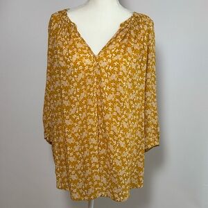 CYNTHIA ROWLEY- Floral Yellow Blouse